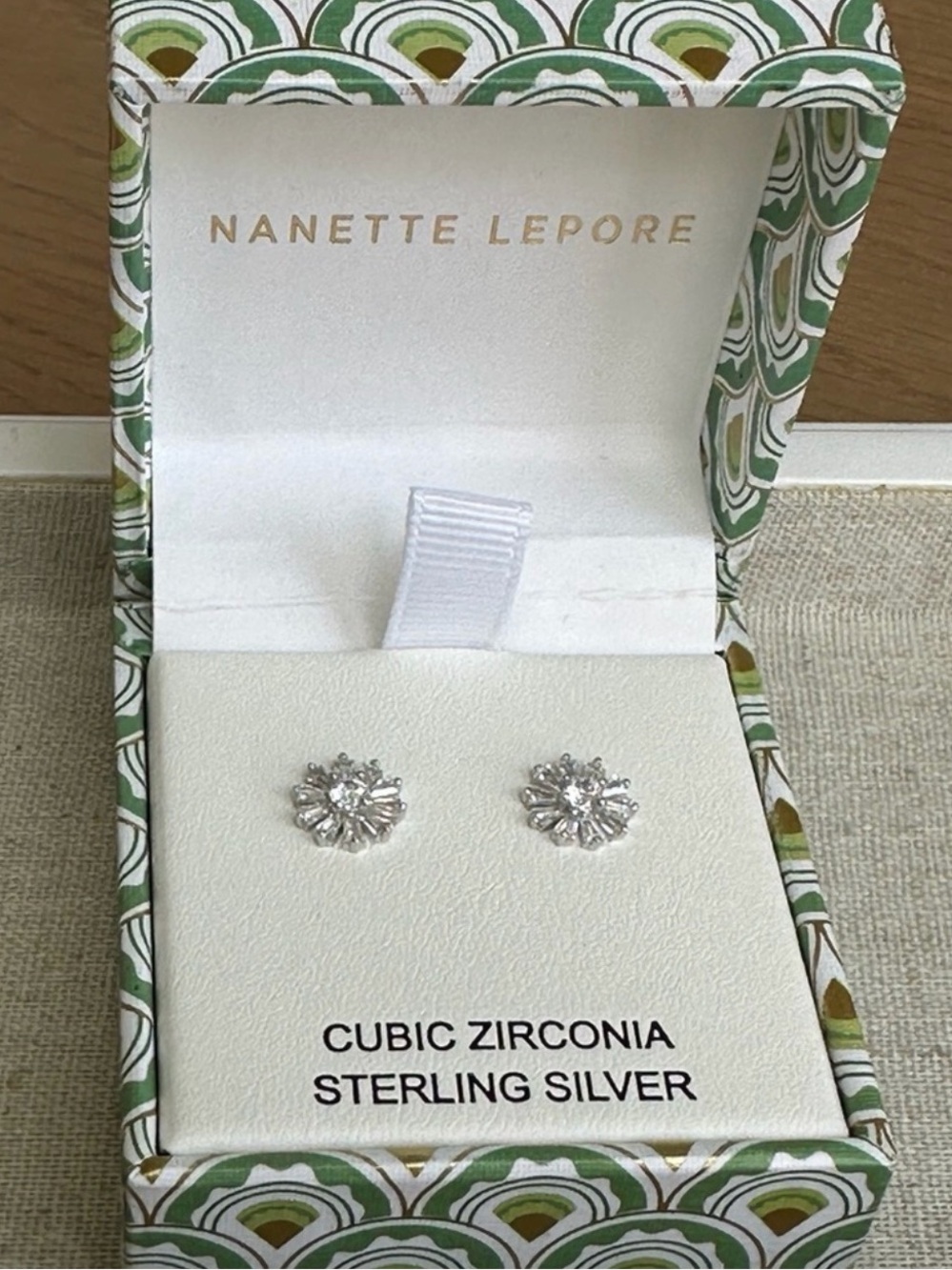 Nanette Lepore Silver Floral Cubic Zirconia Stud Earrings